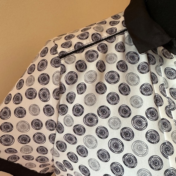 *JASON WU* White x Black Wheel Pattern Short Sleeve Dress Size Medium - Picture 3 of 7